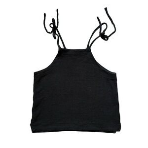 Madewell Tie Shoulder Textured Tank Top Black Size‎ S